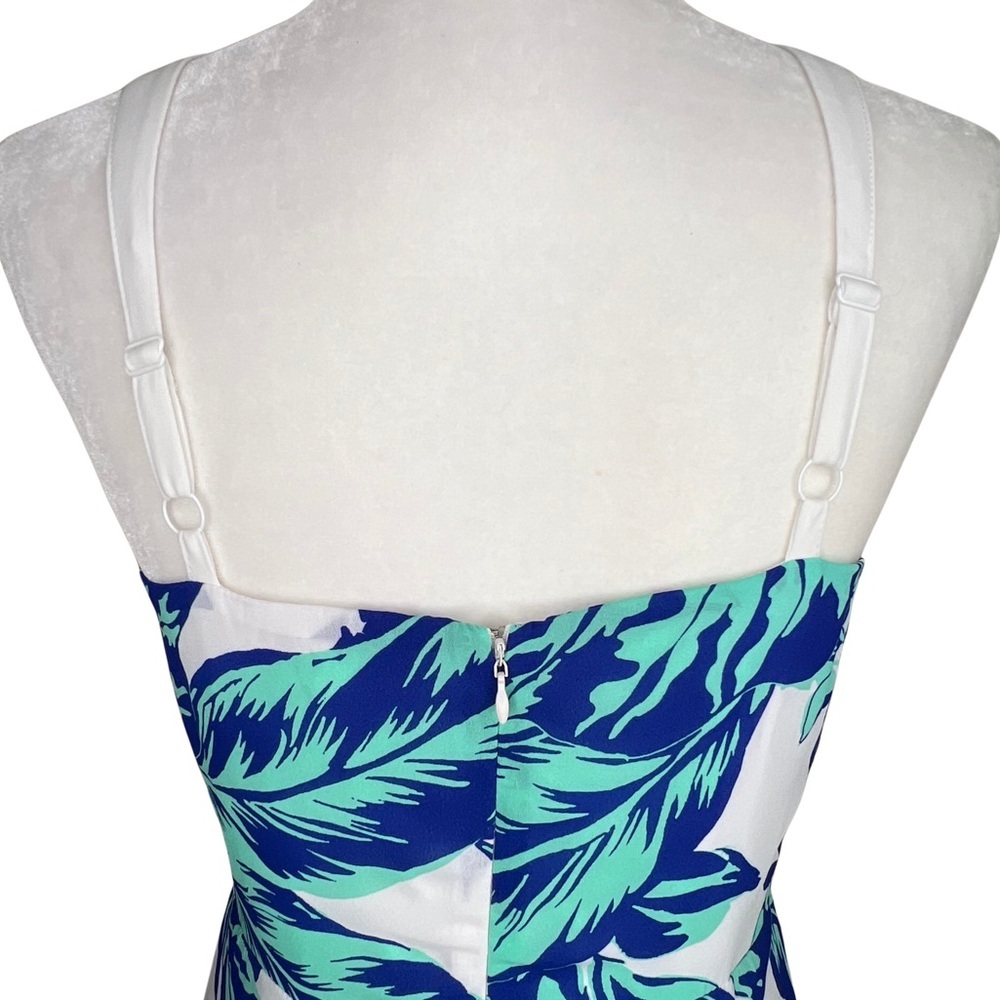 Jealous Tomato Tropical Palm Leaf Lace Up Bodice Dress White Aqua Blue Small S - Picture 7 of 17